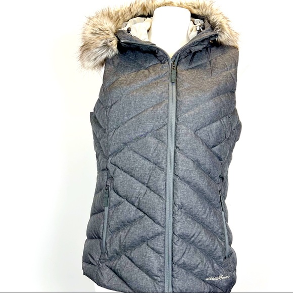 Eddie Bauer Jackets & Blazers - Eddie Bauer down puffer vest hooded removable faux fur trim